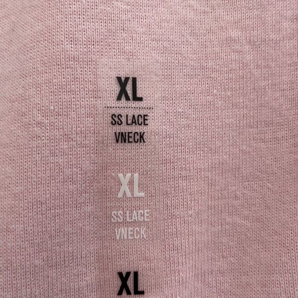 NWT pink T-shirt with lace neck women’s XL by basic edition ST4 - Picture 6 of 7